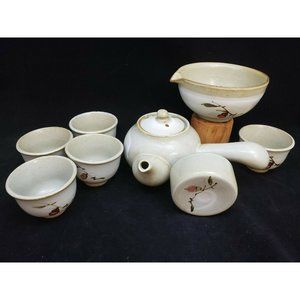 Japanese Kyusu Tea Set with Teapot, 5 Cups, Spouted Bowl, Small Dish